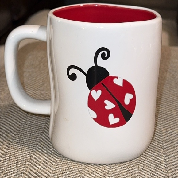 Rae Dunn ceramic red/white coffee/tea cup/mug lady bug LOVE BUG - Picture 2 of 2